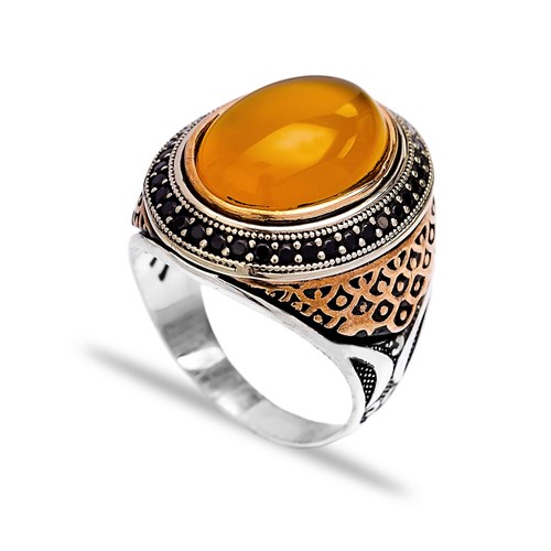 Agate Authentic Men Ring Wholesale Handmade 925 Sterling Silver